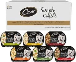CESAR Simply Crafted Adult Soft Wet Dog Food Meal Topper Variety Pack, Chicken, Duck, Purple Potatoes, Pumpkin, Green Beans & Brown Rice And Chicken, Carrots, Barley & Spinach, (8) 1.3 Oz. Tubs -Zoo Shop 51uuuprkxjL. AC
