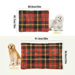 Ultra Soft Dog Cat Crate Bed Blanket-Retro Red Black And Yellow Plaid Fluffy Pet Bed All Season-Short Pile-Anti-Slip Pet Beds 24"x18" -Zoo Shop 51ux6EGYl0L