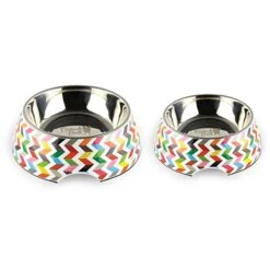 French Bull 24 Oz. Pet Bowl, 2 Piece - Dog, Cat, Feeder, Nonslip, Stainless Steel, Raised - Ziggy White -Zoo Shop 51v5WWpCmCL