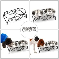 Stainless Steel Water Dispenser Double Dog Cat Bowl Premium Stainless Steel Water Food Raised Bowls Pet Feeder Bowls Set With Rack For Kitten Animal Home Water Dispenser -Zoo Shop 51vPGKonfhL