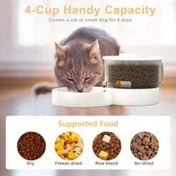 COLIBEN Automatic Cat Feeder With Slow Distribution Design, Bluetooth App Control Cat Feeder Customized Feeding Schedule, Up To 99 Protions 10 Meals Per Day, Dual Power Supply Pet Food Dispenser, 1L -Zoo Shop 51vWyilvLKL