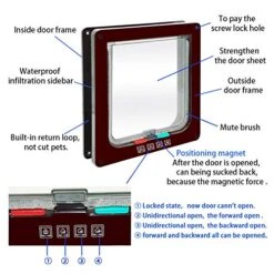 4 Ways Lockable Dog Cat Kitten Door Security Flap Door Small Animal Puppy Kitten Gate Pet Supplies Brown White -Zoo Shop 51vcHwBHn2L