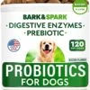 Dog Probiotics Chews - Gas, Diarrhea, Allergy, Constipation, Upset Stomach Relief, With Digestive Enzymes + Prebiotics - Chewable Fiber Supplement - Improve Digestion, Immunity - Made In USA - 120 Ct