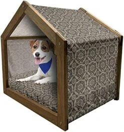 Ambesonne Floral Wooden Pet House, Singing Birds On Branches Berries Leaves Spring Sketch Outline, Indoor & Outdoor Portable Dog Kennel With Pillow And Cover, Small, Dark Seafoam Multicolor -Zoo Shop 51vm9zLJGFL. AC