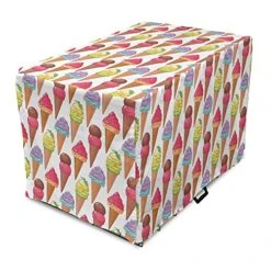 Ambesonne Ice Cream Dog Crate Cover, Tasty Summer Desserts Refreshments Soft And Food Frosting Various Flavors, Easy To Use Pet Kennel Cover For Small Dogs Puppies Kittens, 22 Inch, Umber Multicolor