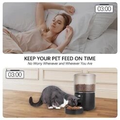 Automatic Cat Feeders, Didumoine 4L Timed Auto Dog Feeders With Stainless Steel Bowl, Auto Pet Feeder For Cats And Dogs, Black -Zoo Shop 51vr4I3Z1gL