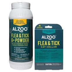 ALZOO Flea & Tick Cat Collar And Flea & Tick G+ Powder, 100% Plant-Based Active Ingredients