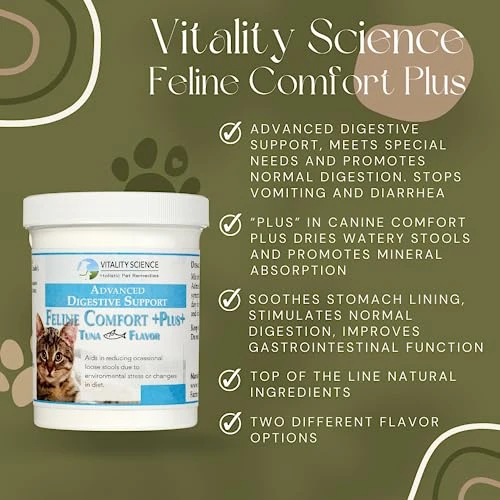 Vitality Science - Feline Comfort Plus, Extra Drying Digestive Aid, GI Support Helps With Vomiting And Diarrhea, 100% Additive Free (Seafood, Large) 4 Vitality Science - Feline Comfort Plus, Extra Drying Digestive Aid, GI Support Helps With Vomiting And Diarrhea, 100% Additive Free (Seafood, Large) - Image 2