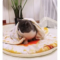1pc Short Plush Pet Mat Durable Poached Eggs Blanket Mats For Small Dog And Cat Cute Omelette Pet Blankets Puppy Cat (Color : Pizza Blanket, Size : XS) -Zoo Shop 51w0jhmeFsL