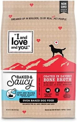 "I And Love And You" Baked And Saucy Dry Dog Food With Gravy Coating, Chicken And Sweet Potato Recipe, Grain Free, Coated In Bone Broth, Prebiotics And Probiotics, Real Meat, No Fillers, 4 Lb Bag -Zoo Shop 51w66ZR1VCL. AC