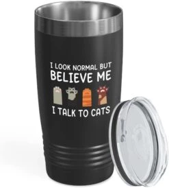Cat Owner Black Tumbler 20oz - Find Your Body - Cat Women Fun Cat Parents Stuff Lady Paws Pet Dad Gifts -Zoo Shop 51w6aADT9hL. AC