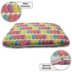 Lunarable Desert Wooden Pet House, Stacks Of Colorful Macaroons Cream Tone Backdrop Traditional French Food, Outdoor & Indoor Portable Dog Kennel With Pillow And Cover, Medium, Multicolor -Zoo Shop 51wIlgiGazL