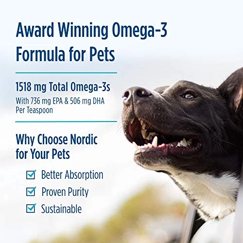 Nordic Naturals Omega-3 Pet, Unflavored - 16 Oz - 1518 Mg Omega-3 Per Teaspoon - Fish Oil For Large To Very Large Dogs With EPA & DHA - Promotes Heart, Skin, Coat, Joint, & Immune Health 6 Nordic Naturals Omega-3 Pet, Unflavored - 16 Oz - 1518 Mg Omega-3 Per Teaspoon - Fish Oil For Large To Very Large Dogs With EPA & DHA - Promotes Heart, Skin, Coat, Joint, & Immune Health - Image 4
