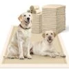 MIZOK Bamboo Dog Pads Odor Eliminating 30x36in XXL Dog Training Pads, 10 Cups Super Absorbent Leak-Proof Dog Pee Pads With Adhesive Tabs, Disposable Beige Color (30 Counts) -Zoo Shop 51wP5XdyRfL