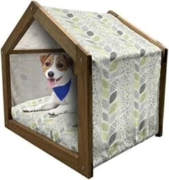 Ambesonne Pineapple Wooden Pet House, Tropical Fruit Pattern Detailed Composition Of Hawaiian Food Summer Season, Indoor & Outdoor Portable Dog Kennel With Pillow And Cover, Small, Apricot Sea Green -Zoo Shop 51wSAUm9EL. AC