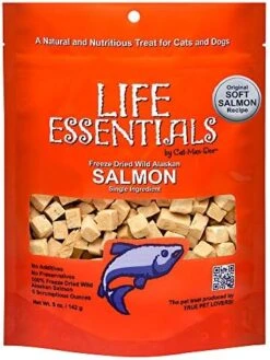 LIFE ESSENTIALS BY CAT-MAN-DOO All Natural Freeze Dried Wild Alaskan Salmon Treats For Cats & Dogs - Single Ingredient No Grain Snack With No Additives Or Preservatives, 5 Ounce Bag -Zoo Shop 51wZFC4aJfL. AC