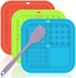 PatiencET Licking Mat For Dogs Cats 4 Pack, Dog Peanut Butter Lick Pad With Strong Suction Cups For Calming, Reduce Anxiety Boredom(Blue & Green & Orange & Purple) -Zoo Shop 51we4lcoVnL. AC