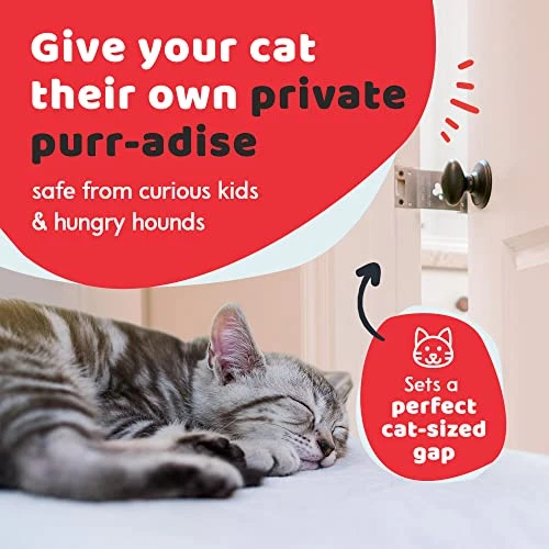 TheDoorLatch Steel Cat Door Strap And Latch, Sturdy Door Holder For Keeping Dogs And Kids Out Of Rooms, Litter Boxes, And Food, Steel Silver Color Cat Door Latch 4 TheDoorLatch Steel Cat Door Strap And Latch, Sturdy Door Holder For Keeping Dogs And Kids Out Of Rooms, Litter Boxes, And Food, Steel Silver Color Cat Door Latch - Image 2