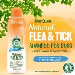 TropiClean Soothing Natural Flea And Tick Dog Shampoo | Natural Flea And Tick Prevention For Dogs | Made In The USA | 20oz -Zoo Shop 51ww1mKSgrL