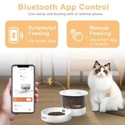 COLIBEN Automatic Cat Feeder With Slow Distribution Design, Bluetooth App Control Cat Feeder Customized Feeding Schedule, Up To 99 Protions 10 Meals Per Day, Dual Power Supply Pet Food Dispenser, 1L -Zoo Shop 51wzSPhWh8L