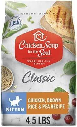 Chicken Soup For The Soul Pet Food - Kitten Food, Chicken, Brown Rice & Pea Recipe, 4.5 Lb. Bag, Soy, Corn & Wheat Free, No Artificial Flavors Or Preservatives -Zoo Shop 51x2iBxrF L. AC