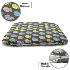 Ambesonne Scandinavian Pet Bed, Colorful Tropical Pineapples On Dark Toned Background Ornate Ripe Exotic Food, Chew Resistant Pad For Dogs And Cats Cushion With Removable Cover, 24" X 39", Multicolor 8 Ambesonne Scandinavian Pet Bed, Colorful Tropical Pineapples On Dark Toned Background Ornate Ripe Exotic Food, Chew Resistant Pad For Dogs And Cats Cushion With Removable Cover, 24" X 39", Multicolor -Zoo Shop 51xAKN94zkL