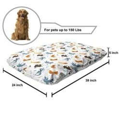 Ambesonne Dog Pet Bed, Funny Dogs Flying With Food Bowl And Bones Pets Companion Illustration, Chew Resistant Pad For Dogs And Cats Cushion With Removable Cover, 24" X 39", Slate Blue Ginger -Zoo Shop 51xJ7OE5LOL