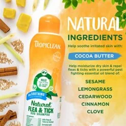 TropiClean Soothing Natural Flea And Tick Dog Shampoo | Natural Flea And Tick Prevention For Dogs | Made In The USA | 20oz -Zoo Shop 51xNvlK2ocL