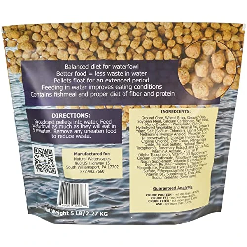 Natural Waterscapes Waterfowl Feed | Floating Pellets For Duck, Swan, Goose | 5 Lb Resealable Bag | Use For Wild Duck, Pet Duck 5 Natural Waterscapes Waterfowl Feed | Floating Pellets For Duck, Swan, Goose | 5 Lb Resealable Bag | Use For Wild Duck, Pet Duck - Image 3