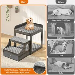 Cyclysio Pet Window Perch With Stairs, Super Large Pet Bunk Bed For Cats, Multi-Level Pet Seat Platform With Mats, Pet Bed Couch With Drawers For Bedside, Home, Indoor Use, Large Size, Grey -Zoo Shop 51xzjyQ6HrL