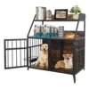 PANTAZO Heavy Duty Dog Crate Furniture Dog Kennel With Storage Shelf And 2 Hooks Adjustable Raised Feeder With Divider For 2 Small Dogs Or 1 Dog (40.7’’W X 23.6’’D X 45.7 H) Brown -Zoo Shop 51y9uru5IvL
