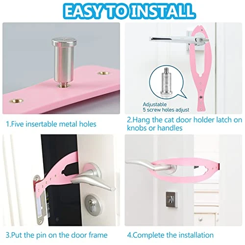 Cat Door Holder Latch,2 Packs Pink Cat Door Alternative Installs Fast Flex Latch Strap Let's Cats In & Keeps Dogs Out Of Litter Food Safe Baby Proof 5 Function Holes No Measuring No Pet Gate 3 Cat Door Holder Latch,2 Packs Pink Cat Door Alternative Installs Fast Flex Latch Strap Let's Cats In & Keeps Dogs Out Of Litter Food Safe Baby Proof 5 Function Holes No Measuring No Pet Gate