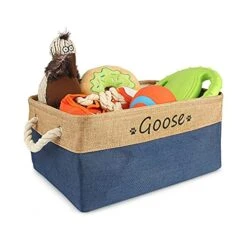 Xingfa Personalized Dog Toy Basket With Name,Custom Dog Toy Basket,Paw Prints Pet Food Storage Container,Dog Toy Box For Small Dogs,New Puppy Supplies (L 41X32X21cm) -Zoo Shop 51yAsLOUfaL