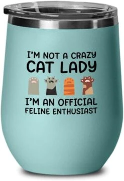 Flairy Land Cat Lady Black Wine Tumbler 12oz - Passionate About Cats -Cat Funny Gifts Cat Mom Cat Grandma Pet Paw Kitten Whiskers Cat Lovers Feline Cat Person Cat Rescuer -Zoo Shop 51yGsXO2OIL. AC