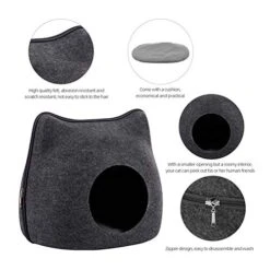 YangYan Cat Bed Cave Sleeping Bag Zipper Cat Shape Felt Cloth Cat House Bed For Cats Basket Bags Animals Beds Nest Cushion Pet Supplies (Color : 50x 20cm) -Zoo Shop 51yLC8ArzTL