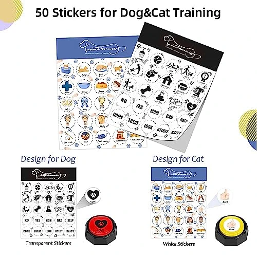 RIBOSY Set Of 8, Dog Speech Training Buzzers, Recordable Buttons With Stickers - Train Your Dog To Voice What They Want 5 RIBOSY Set Of 8, Dog Speech Training Buzzers, Recordable Buttons With Stickers - Train Your Dog To Voice What They Want - Image 3