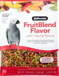 ZuPreem FruitBlend Flavor Pellets Bird Food For Parrots And Conures, 17.5 Lb - Daily Blend Made In USA For Caiques, African Greys, Senegals, Amazons, Eclectus, Small Cockatoos