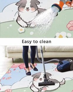 Pet Dogs Indoor Outdoor Rug Waterproof Easy-Cleaning Large Carpet For Patio, Backyard, Deck, Balcony, RV, Kitchen, Non-Slip Area-Rugs 6' X 9'- Brilliant Holiday Flowers With Cute Dogs -Zoo Shop 51yikRRocRL