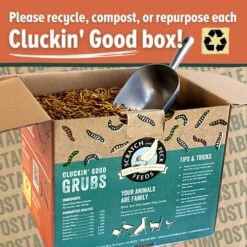 Scratch And Peck Feeds Cluckin’ Good Grubs For Chickens - Sustainably Grown In North America - Natural High Protein, Calcium Dense - Dried Black Soldier Fly Larvae Bird Treats - 8-lbs. -Zoo Shop 51z0ZHUxZ8L