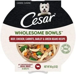 Cesar Wholesome Bowls Adult Soft Wet Dog Food Beef, Chicken, Carrots, Barley & Green Beans Recipe, (10) 3 Oz. Bowls -Zoo Shop 51z2eavgLpL. AC 1