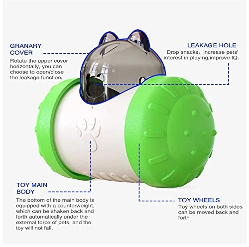 Dog And Cat Toys Pet Feeder Dog Educational Toys Pet Feeder Food Overflow Device Tumbler ABS Material Allows Cats And Dogs To Eat Slowly To Help Pets Digest (Green) 4 Dog And Cat Toys Pet Feeder Dog Educational Toys Pet Feeder Food Overflow Device Tumbler ABS Material Allows Cats And Dogs To Eat Slowly To Help Pets Digest (Green) - Image 2