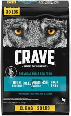 CRAVE Grain Free High Protein Adult Dry Dog Food, White Fish & Salmon, 12 Lb. Bag -Zoo Shop 51zNqWg4hL. AC