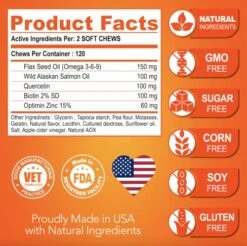 Omega 3 For Dogs - Dog Skin And Coat Supplement - Fish Oil For Dogs Chews - Allergy And Dog Itch Relief - Dog Anti Shedding Supplement - Dog Dry Skin Treatment - Salmon Oil - Made In USA - 120 Treats -Zoo Shop 51zVJVfMyML