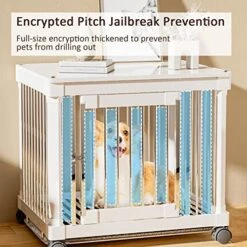 GENERIC Pet Crate Furniture For Small Dogs- Furniture Dog Crate Wooden Dog Crate Dog Crate Terminal Table - Coffee Table Dog Crate With Tray, Universal Wheels (M(28''L X 22''W X 24''H),White) -Zoo Shop 51zWSLStGvL