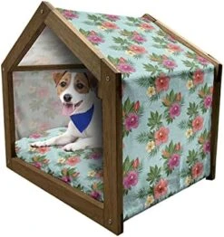 Ambesonne Avocado Wooden Dog House, Fresh Summer Food Theme As Half Piece Of Multiple Avocado Warm Backdrop, Indoor & Outdoor Portable Dog Kennel With Pillow & Cover, 2X-Large, Multicolor -Zoo Shop 51zZnbZnt3L. AC