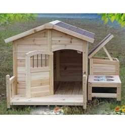 Zuyang Outdoor Wooden Large Dog House Kennel Outdoor Pet Cage Dog House With Dog Food Storage Box Dog Bowl Dog House With Door -Zoo Shop 51zbdEpQHTL