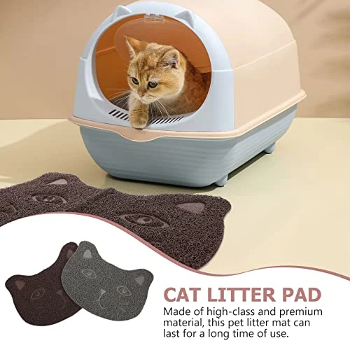 LUOZZY 2Pcs Pet Cat Litter Mats PVC Pet Mats Thick Pet Place Mats Puppy Kitten Mats For Home - Grey + Brown 6 LUOZZY 2Pcs Pet Cat Litter Mats PVC Pet Mats Thick Pet Place Mats Puppy Kitten Mats For Home - Grey + Brown - Image 4