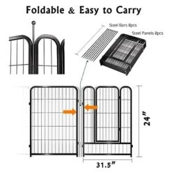 Meagkka Dog Fence 8 Panels Dog Pen Outdoor Dog Fence Exercise Pen 24 Inch Height Pet Play Yard Gate With Doors For Large/Medium/Small Dogs, Pet Playpen For RV, Camping, Yard -Zoo Shop 51zwKKo0tKL