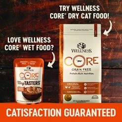 Wellness CORE Tiny Tasters Wet Cat Food, Complete & Balanced Natural Pet Food, Made With Real Meat, 1.75-Ounce Pouch, 12 Pack (Adult Cat, Land Variety Pack) -Zoo Shop 610c1cb5xoL
