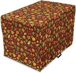 Lunarable Cinco De Mayo Dog Crate Cover, Pattern With Traditional Food Sombrero And Dia De Los Muertos Skull, Easy To Use Pet Kennel Cover For Small Dogs Puppies Kittens, 48 Inch, Multicolor -Zoo Shop 611qIZM58GL. AC 6